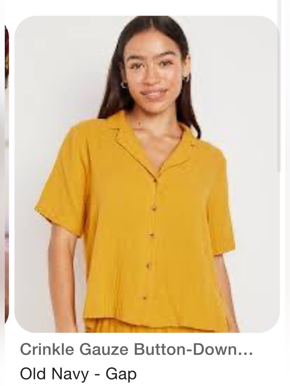 Old Navy Crinkle Gauze Mustard Button-Front Short Sleeve Top - Women’s XL